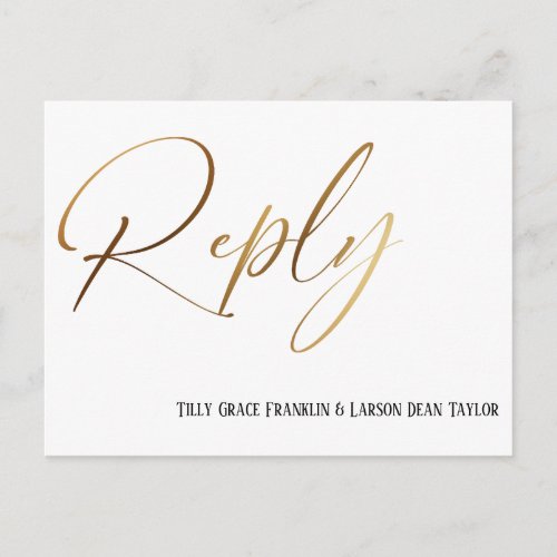 Casual Faux Gold Handwriting RSVP Song Request Postcard