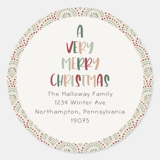 Casual Festive Very Merry Christmas Envelope Seals (Front)