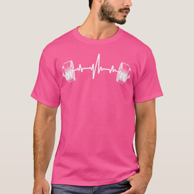 Casual Fitness Heartbeat Barbell Gym Workouts T-Shirt (Front)