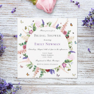 Casual Floral & Butterflies Bridal Shower Invitation