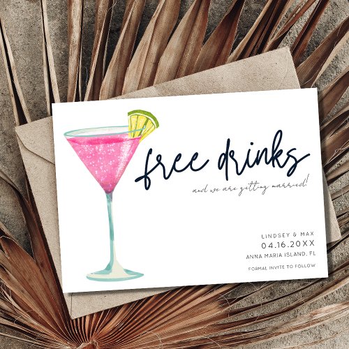 Casual Free Drinks Funny Photo Wedding Save The Date