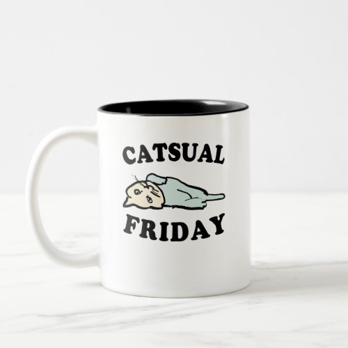 Casual Friday Cute Casual Cat Two_Tone Coffee Mug