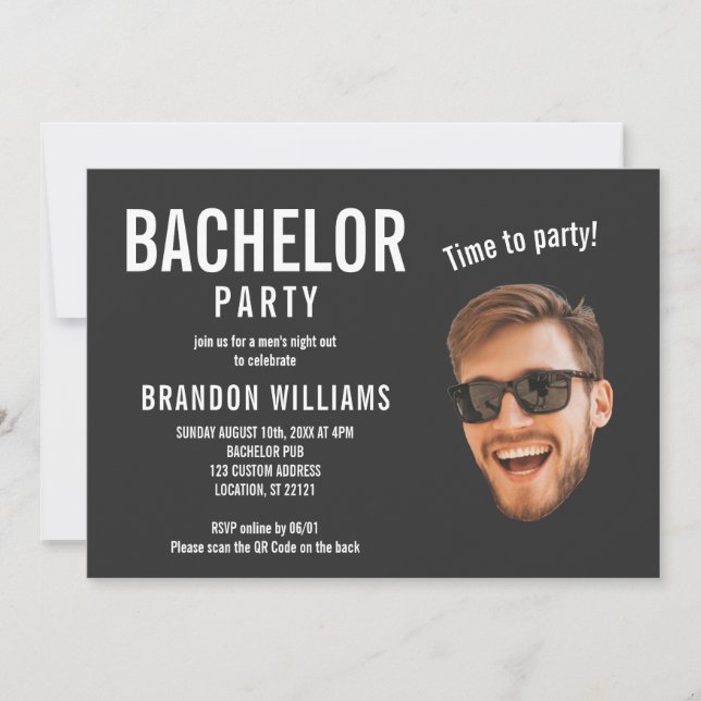 Casual Funny Custom Photo Bachelor Party Invitation (Front)