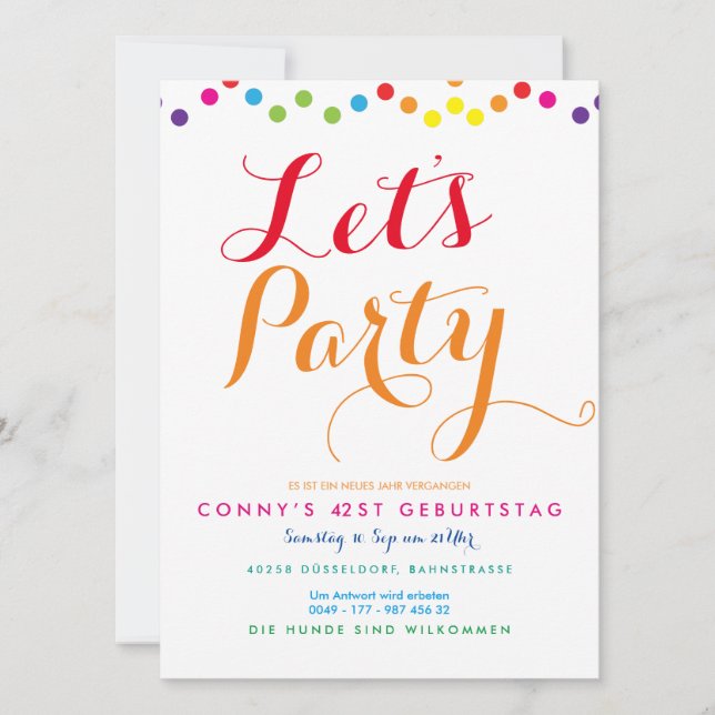  casual gathering invitations rainbow colors (Front)