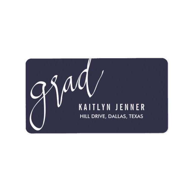 Casual Grad Typography Navy Blue Chic Label