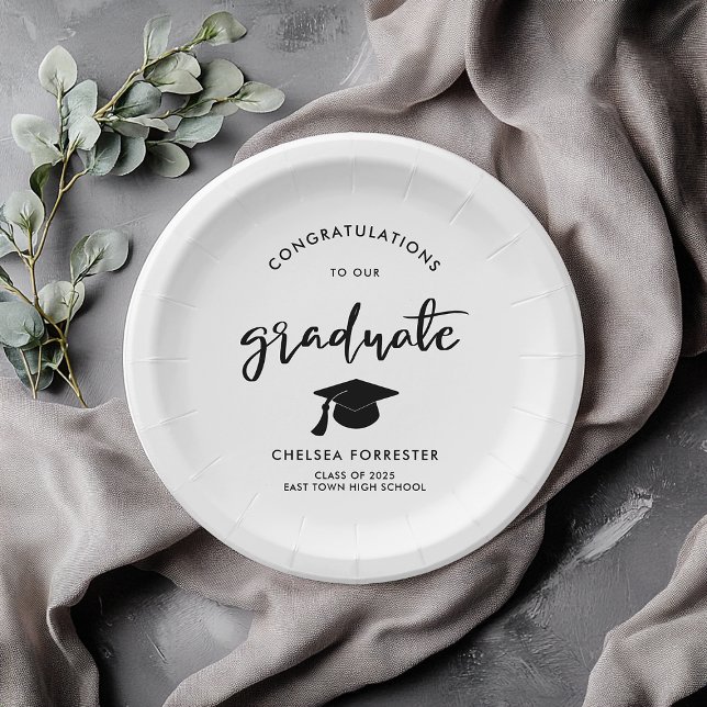 Casual Graduate Handwritten Script Congratulations Paper Plates (Creator Uploaded)