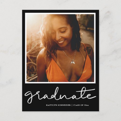 Casual Graduate Script Black  Save The Date Postcard