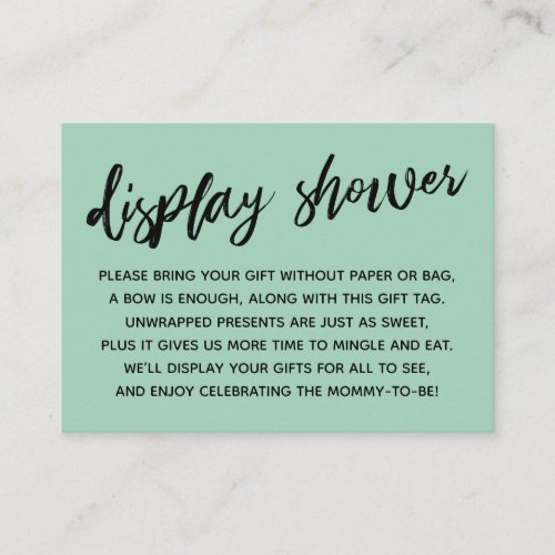 Casual Green Display Baby Shower No Gift Wrap Enclosure Card