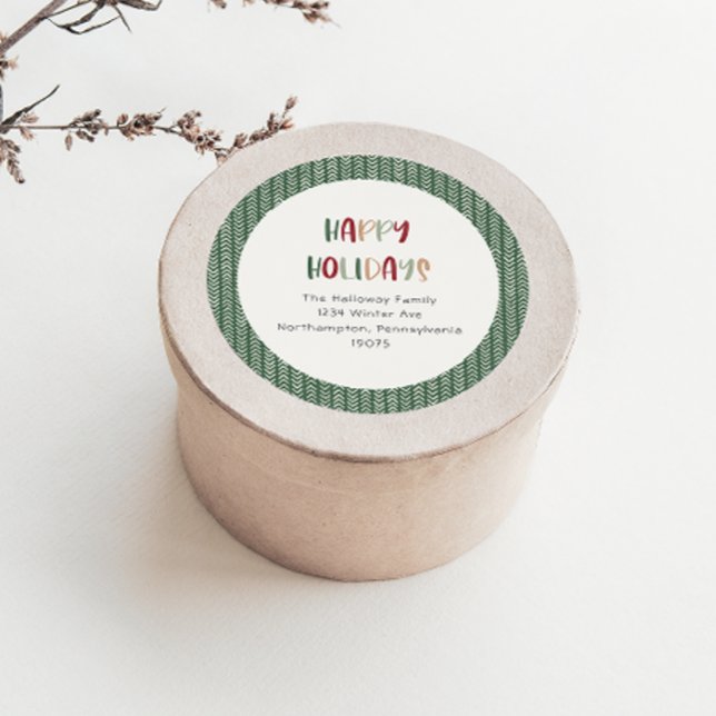 Casual Green Happy Holidays Envelope Seals (Creator Uploaded)