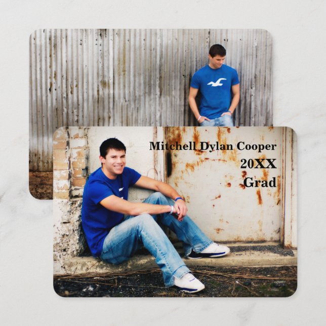 Casual Grunge  - 3x5 Graduation Announcement (Front/Back)