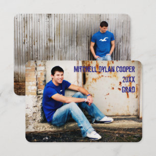 Casual Grunge - 3x5 Graduation Announcement