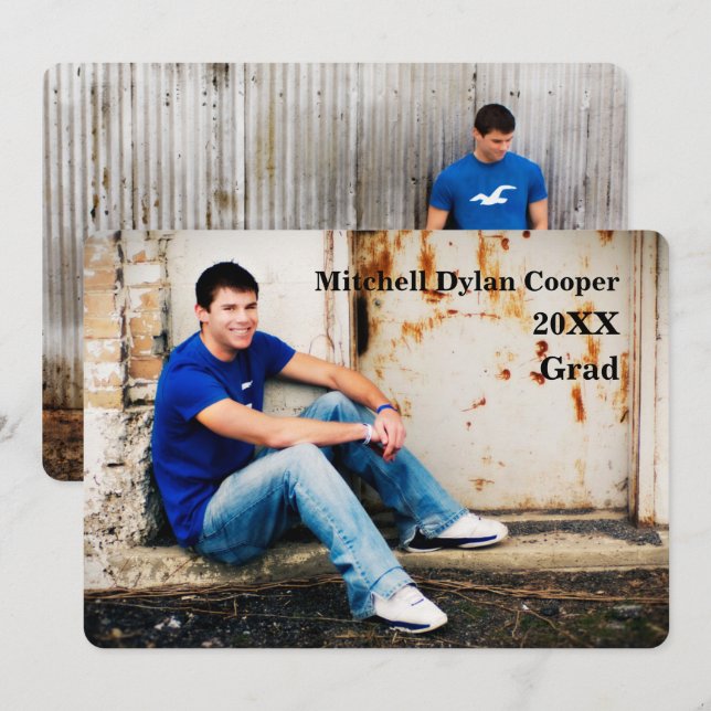 Casual Grunge  - Graduation Announcement (Front/Back)