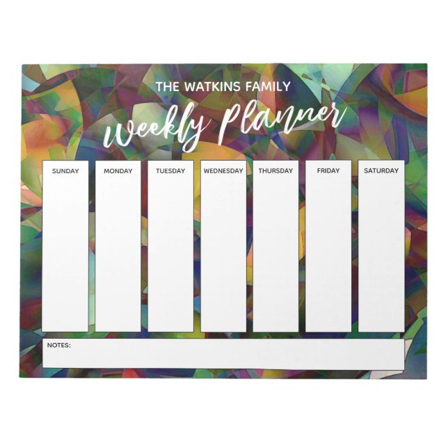 Casual Handwriting Abstract Weekly Planner Notepad (Front)