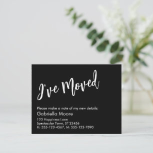 Casual Handwriting Black I've Moved Announcement