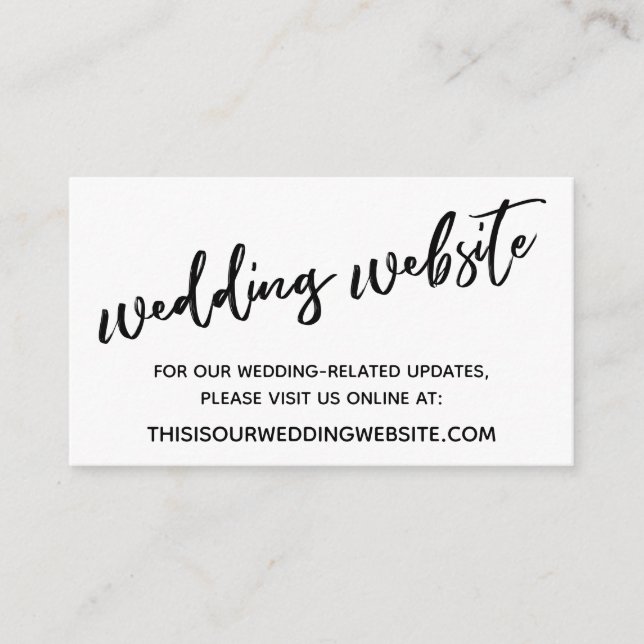 Casual Handwriting Black White Wedding Website Enclosure Card (Front)