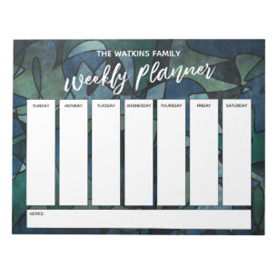 Casual Handwriting Blue Green Weekly Planner Notepad