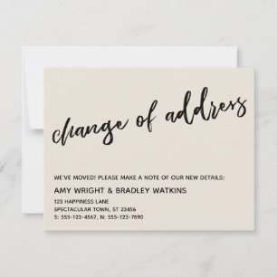 Casual Handwriting Change of Address Cream Card