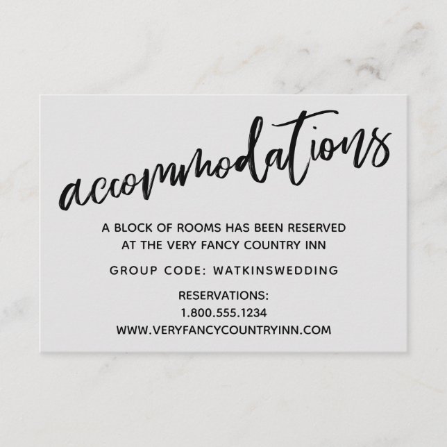 Casual Handwriting Gray Wedding Accommodations Enclosure Card (Front)