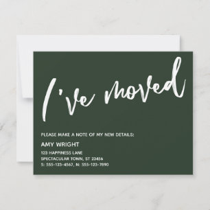 Casual Handwriting I've Moved Green Announcement