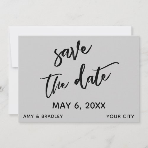 Casual Handwriting Light Gray Wedding Typography Save The Date