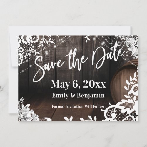 Casual Handwriting Lights Lace  White Flowers Save The Date