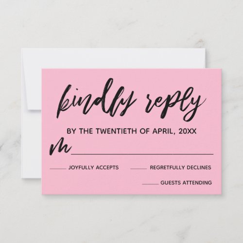 Casual Handwriting Medium Pink Wedding RSVP Card