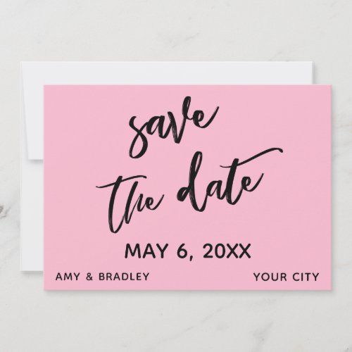 Casual Handwriting Medium Pink Wedding Typography Save The Date