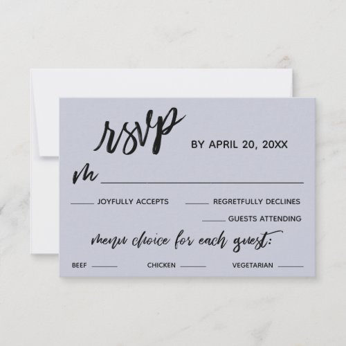 Casual Handwriting Menu Choice Dusty Blue RSVP