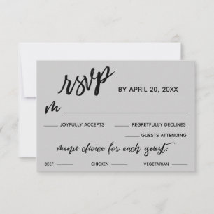 Casual Handwriting Menu Choice Light Gray RSVP