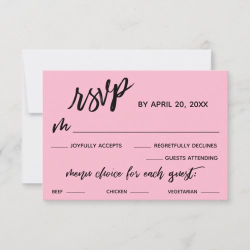 Casual Handwriting Menu Choice Medium Pink RSVP