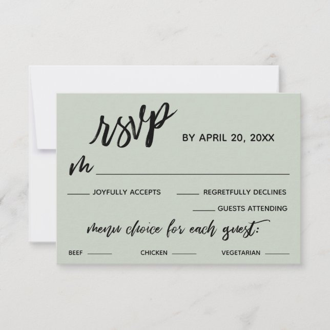 Casual Handwriting Menu Choice Wedding Sage Green (Front)