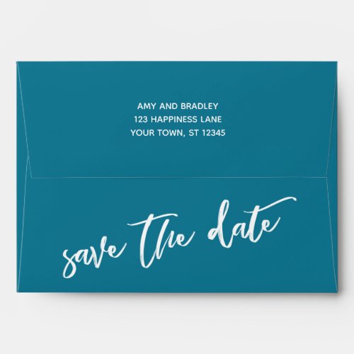 Casual Handwriting Mosaic Blue Save the Date Envelope