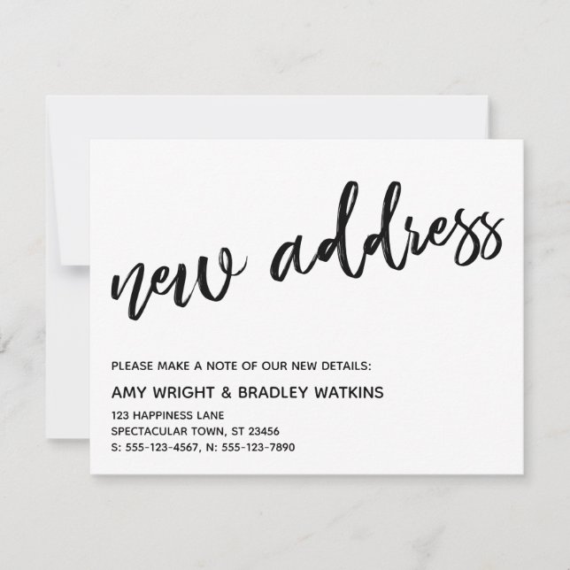 Casual Handwriting New Address Announcement Card (Front)