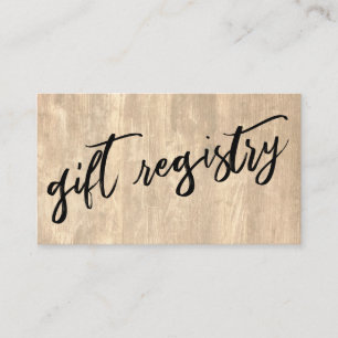 Casual Handwriting Pale Rustic Wood Gift Registry Enclosure Card