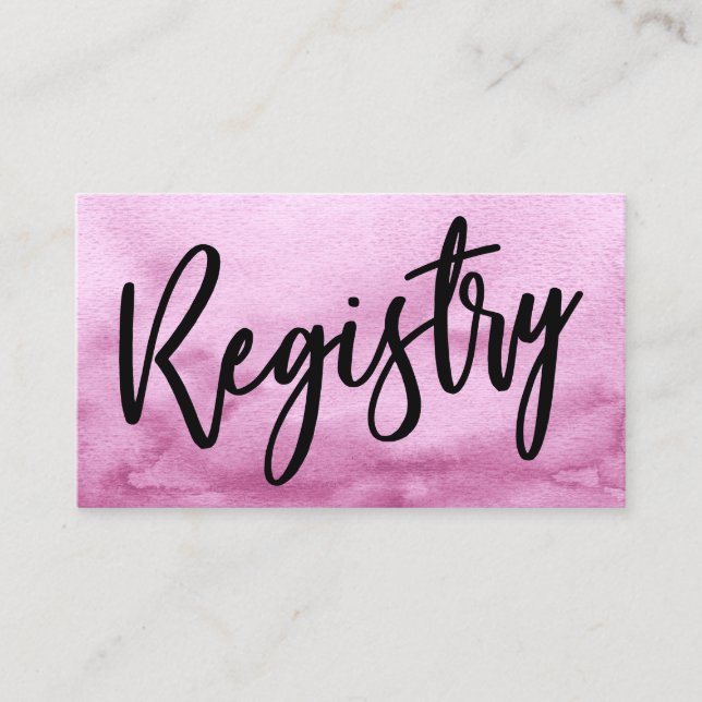 Casual Handwriting Pink Watercolor Gift Registry Enclosure Card (Front)