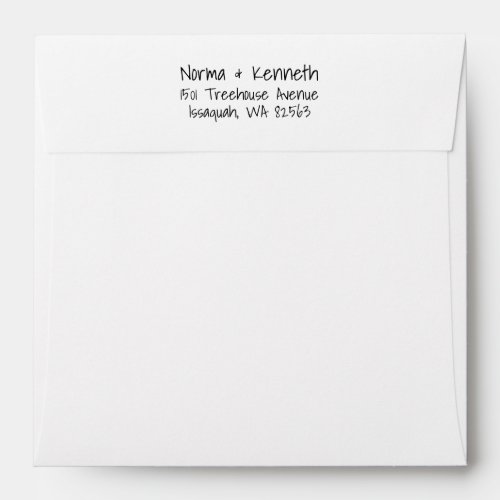 Casual Handwriting Return Address Wedding Envelope