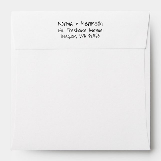 Casual Handwriting Return Address Wedding Envelope (Back (Top Flap))