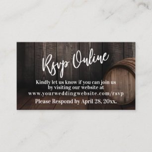 Casual Handwriting Rsvp Online Over Wooden Barrel Enclosure Card