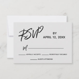 Casual Handwriting Script Gray Wedding RSVP Card