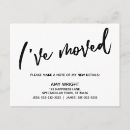 Casual Handwriting Simple I've Moved Typography Postcard