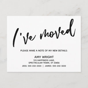 Casual Handwriting Simple I've Moved Typography Postcard