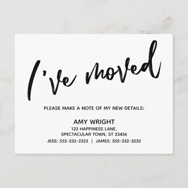Casual Handwriting Simple I've Moved Typography Postcard (Front)