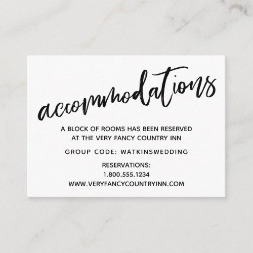 Casual Handwriting Simple Wedding Accommodations Enclosure Card