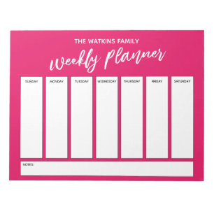 Casual Handwriting Simple Weekly Planner Raspberry Notepad