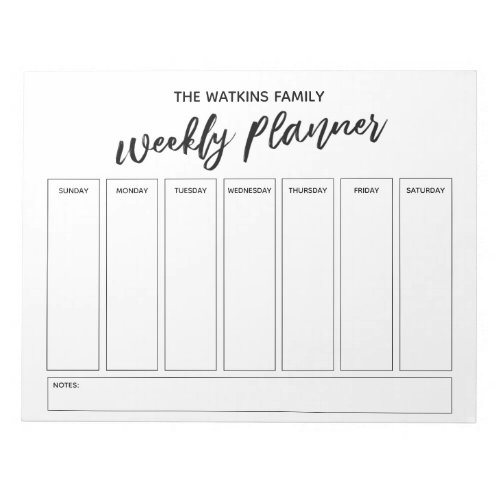 Casual Handwriting Simple Weekly Planner White Notepad