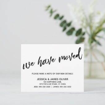 Casual Handwriting Simple We've Moved Typography Postcard | Zazzle