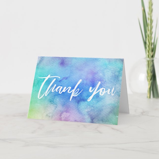 Casual Handwriting Thank You Colorful Watercolor C Card (Front)