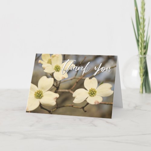 Casual Handwriting Thank You Dogwood Blossoms Card