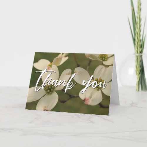 Casual Handwriting Thank You Dogwood Blossoms Card