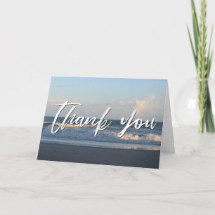 Casual Handwriting Thank You Evening Ocean Waves Card